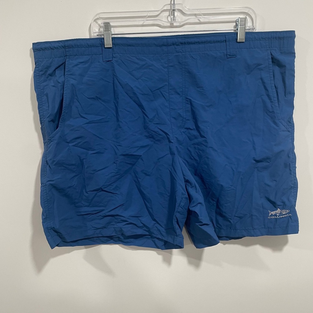 Columbia PFG Fishing Shorts Mens Large Blue Packable Nylon Mesh Lined FM8300